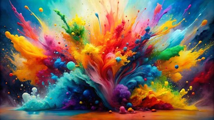 Colorful paint splashes on white background - obrazy, fototapety, plakaty