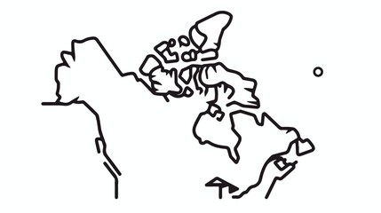 Thin line map of Canada icon. Outline illustration