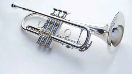 A single musical instrument, such as a violin, placed elegantly on a white background, emphasizing its intricate craftsmanship and graceful curves