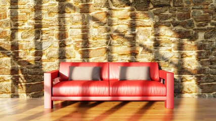 Large luxury modern bright interiors Living room mockup illustration 3D rendering image - 784530826