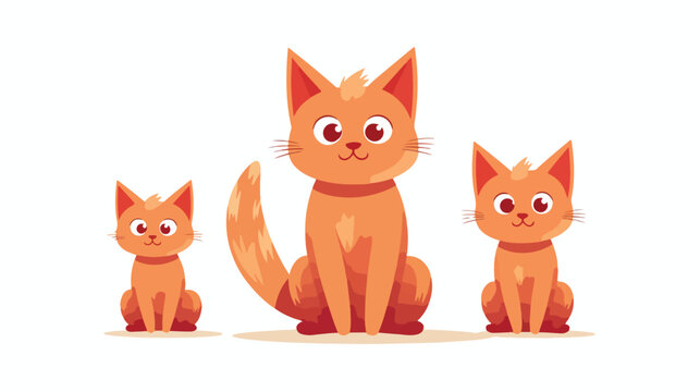 Three red cats . logo with cats .vector image . 2d