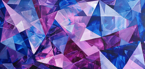  Intricate Swiss geometry with intersecting royal blue rectangles and soft lilac triangles on a dynamic canvas.