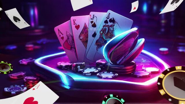neon electric playing card gambling casino game