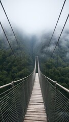 Fototapeta premium The bridge over the abyss in the fog.