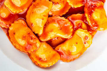 ravioli beef meat tomato sauce fresh cooking appetizer meal food snack on the table copy space food background rustic top view
