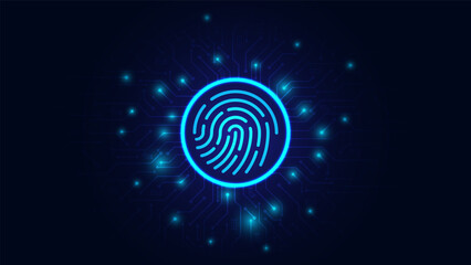 Fingerprint scanning on circuit board. secure system concept with a fingerprint. Cyber security technology concept abstract background futuristic Hi-tech style. Vector and Illustration.