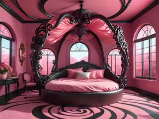 Cozy Room Design with Couch, Bed, Ceiling Light, Carpet, and More
