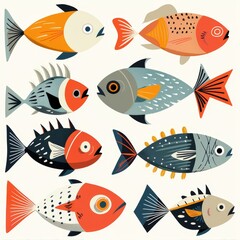 a group of fish with different colors