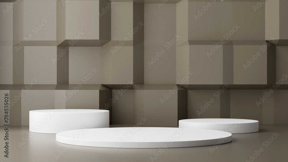 Poster minimal abstract geometric podium brown background for product presentation. 3d rendering illustrati