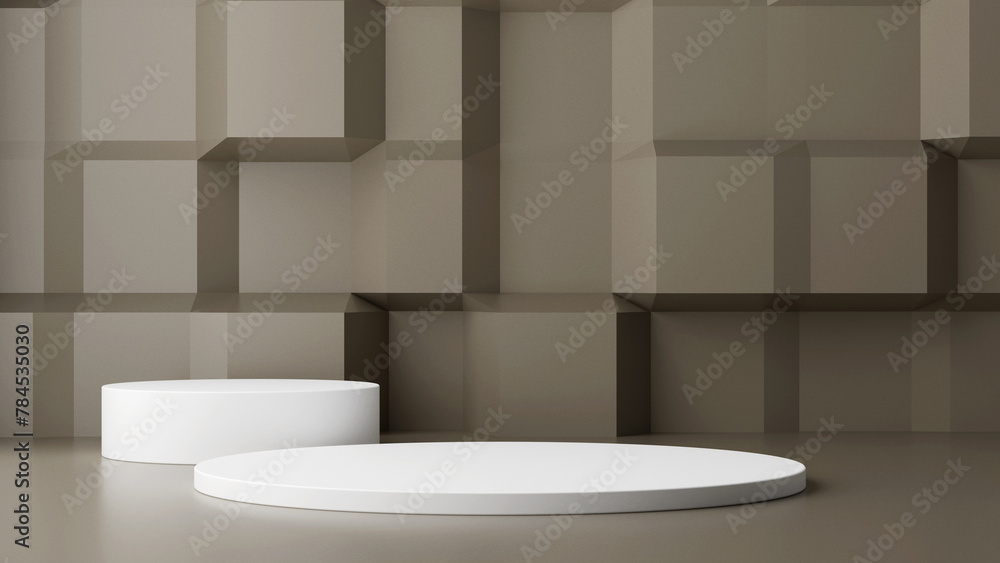 Poster minimal abstract geometric podium brown background for product presentation. 3d rendering illustrati