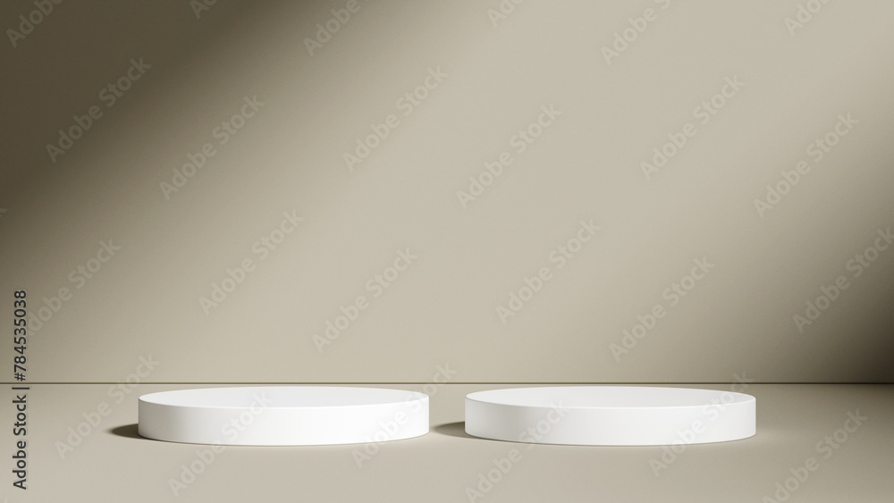 Poster minimal abstract geometric podium brown background for product presentation. 3d rendering illustrati