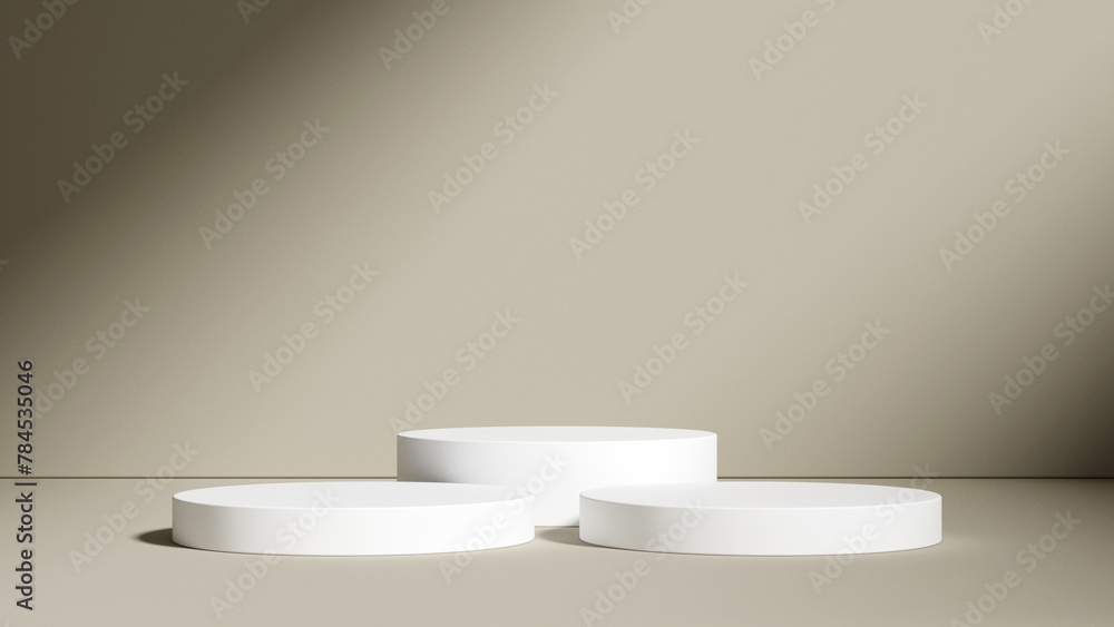 Poster minimal abstract geometric podium brown background for product presentation. 3d rendering illustrati