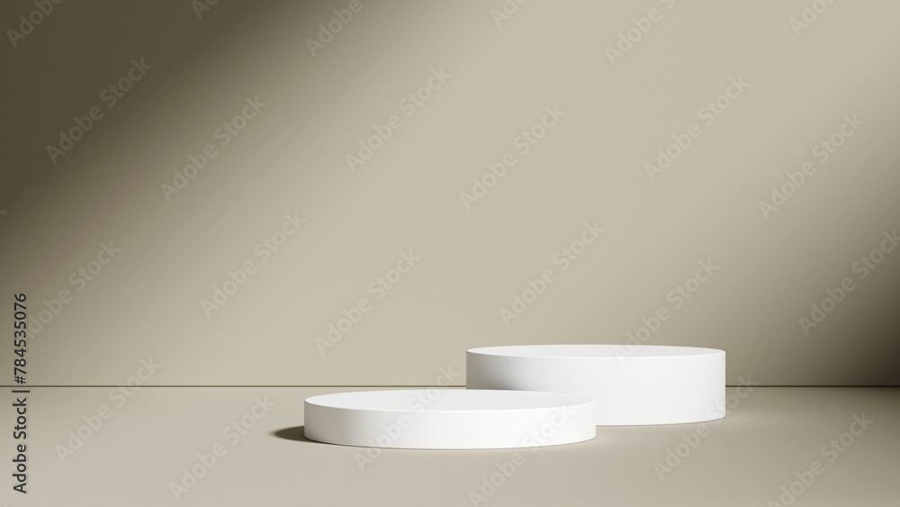 Poster minimal abstract geometric podium brown background for product presentation. 3d rendering illustrati