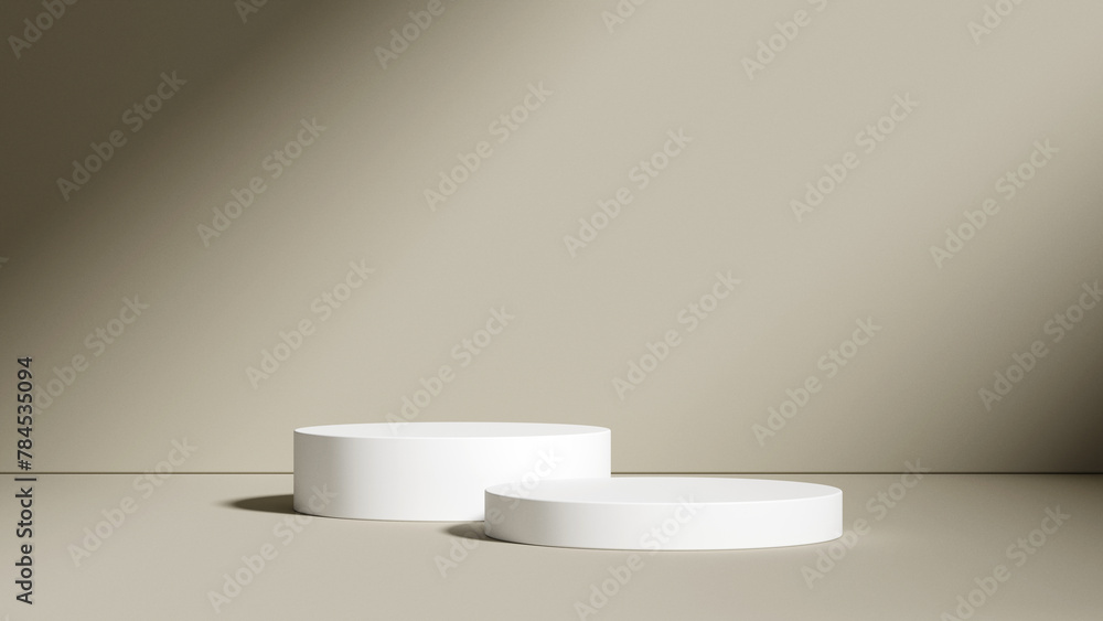 Poster minimal abstract geometric podium brown background for product presentation. 3d rendering illustrati