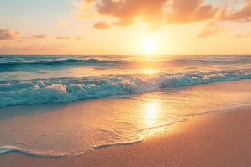 Fototapeta na wymiar Closeup sea sand beach. Panoramic beach landscape. Inspire tropical beach seascape horizon sunset