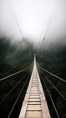 The bridge over the abyss in the fog.