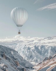 Ectograph captures balloon ascent by Romanesque glacier, RNA motifs hidden in the landscape , high detailed