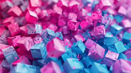 A colorful image of pink and blue cubes