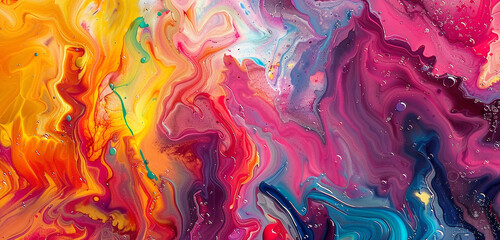 Fluid painting captures vibrant colors in stunning detail.