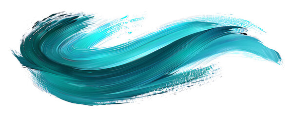 Abstract turqoise splash acrylic brush stroke oil paint smear line on white background. generative ai
