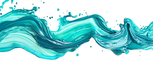 Abstract turqoise splash acrylic brush stroke oil paint smear line on white background. generative ai