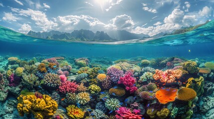Fototapeta na wymiar Colorful Coral Reef Underwater View