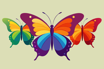 3-identical butterfly silhouettes overlapping
