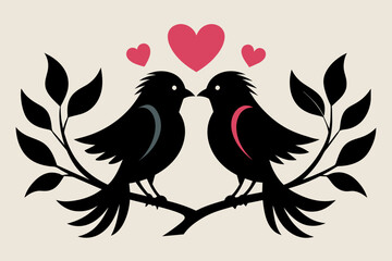 love birds silhouette vector illustration