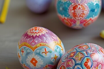 Easter egg painting: vibrant colors, intricate patterns, hands-on tradition with family and friends