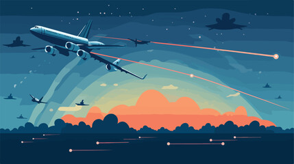 Trails from airplanes vector illustration. Passenge