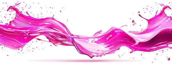  Abstract splash pink brush stroke oil paint smear line on white background. generative ai
