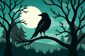 Fototapeta premium A silhouette bird siting in the tree vector style