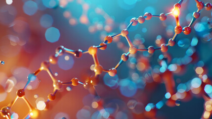 A colorful image of a DNA strand with a blue background