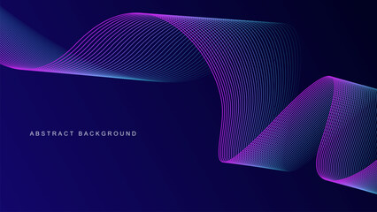 Dark blue abstract background with glowing wave lines. futuristic background Modern concept technology. Vector illustration