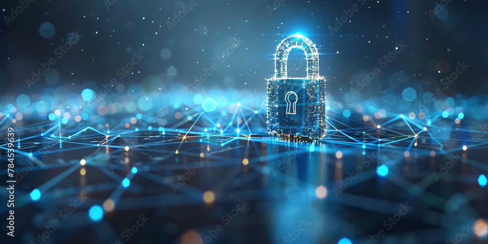Poster advanced data protection: sophisticated lock box in a high-tech vault