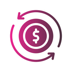 cash flow flat gradient icon