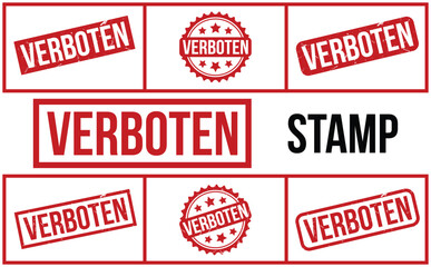 Verboten Stamp. Red Verboten Rubber grunge Stamp set