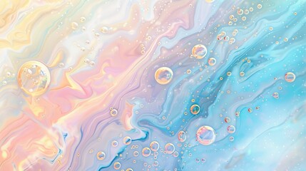 Marble with pastel pastels and foam bubbles background. Summer beach scene. - obrazy, fototapety, plakaty