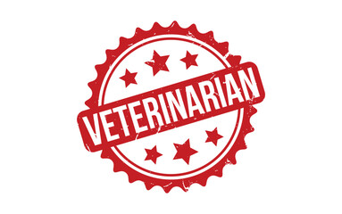 Veterinarian Stamp. Red Veterinarian Rubber grunge Stamp