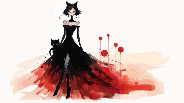 Trick or treat a halloween fashion illustration wat