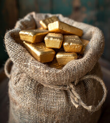 Gold bullion in bag