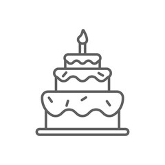 Birthday and wedding cake outline bakery icon isolated on white background