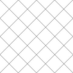 Grid, lattice, black outline on a white background. Rhombus shapes. Seamless pattern with editable stroke, convenient for editing. Texture, background, design template. 