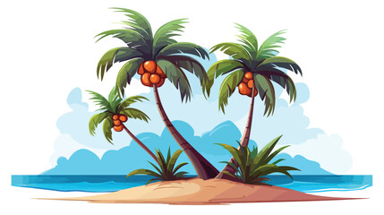 Fototapeta na wymiar Tropical palm tree isolated design 2d flat cartoon
