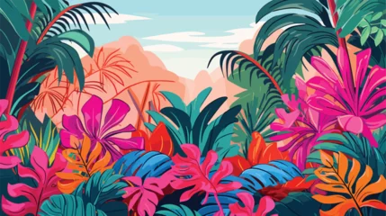 Poster Tropical Plants Palms and Leaves Vector . Pop Art s © zoni