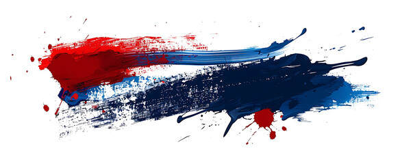 Abstract splash blue red and white brush stroke oil paint smear line on white background. generative ai