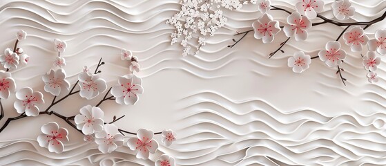 Symbol background with cherry blossoms, pine trees, Kumiko icons, and bamboo elements.