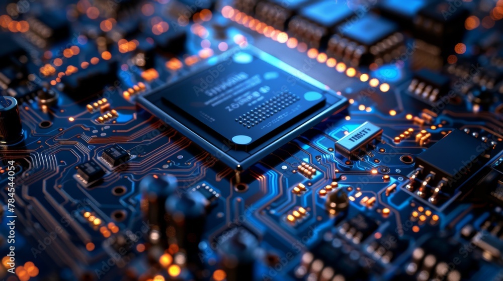 Aufkleber A concept image of a central computer processors CPU. This image shows a 3D rendering and a conceptual image.