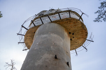 View on fire correction tower for coastal defence battery from below