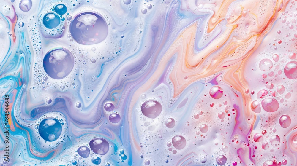 Aufkleber foam bubble background with pastel marble...